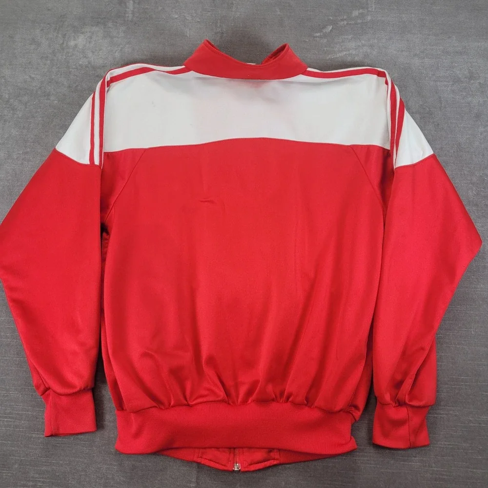Vintage 80's Adidas Trefoil‎ Track Jacket Red White Colorblock Mens Zip Up Small